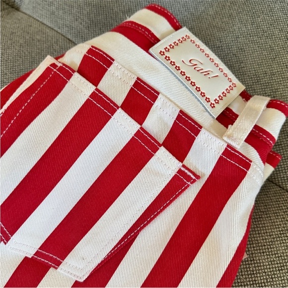 Lisa Says Gah Shiloh Red and Cream Striped Shorts Size 8 - Picture 3 of 6